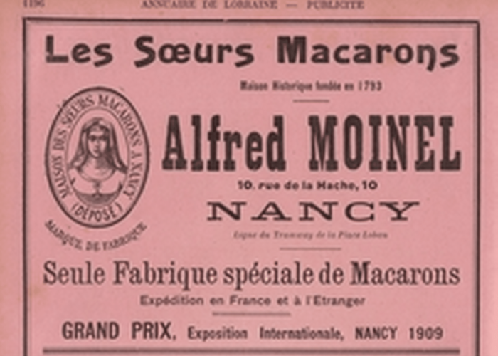 publicité de 1909 pour les soeurs macarons